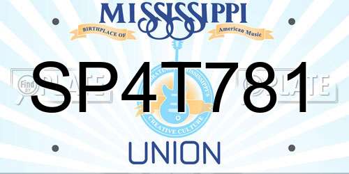 SP4T781 Mississippi License Plate