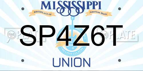 SP4Z6T Mississippi License Plate