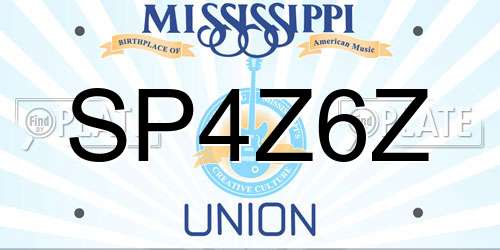 SP4Z6Z Mississippi License Plate