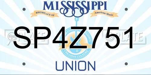 SP4Z751 Mississippi License Plate