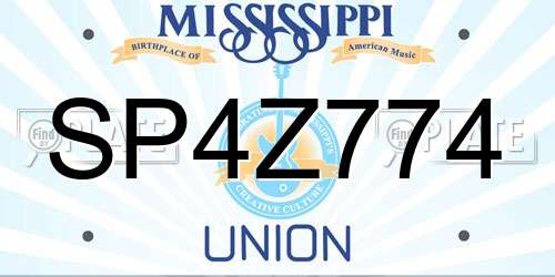 SP4Z774 Mississippi License Plate