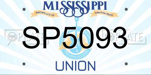 SP5093 Mississippi License Plate