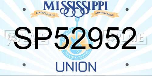 SP52952 Mississippi License Plate