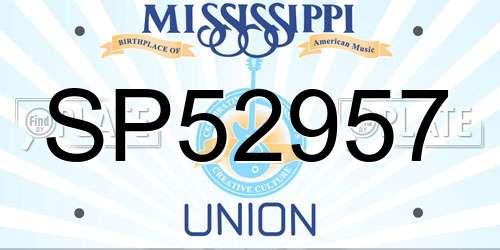 SP52957 Mississippi License Plate