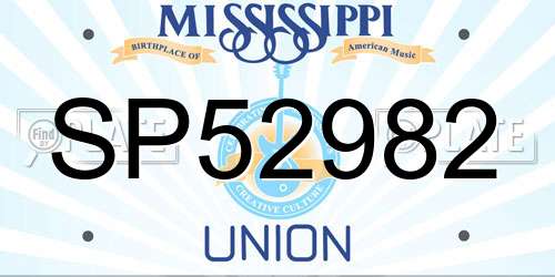 SP52982 Mississippi License Plate