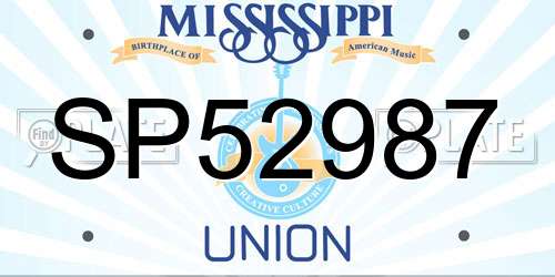 SP52987 Mississippi License Plate