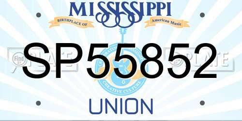 SP55852 Mississippi License Plate