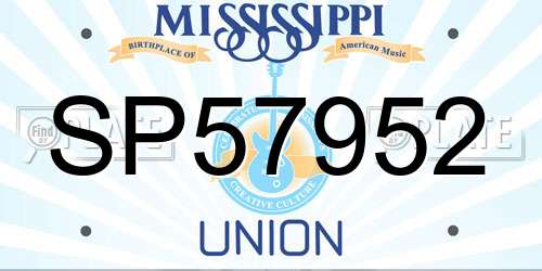 SP57952 Mississippi License Plate
