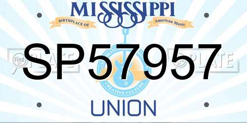 SP57957 Mississippi License Plate