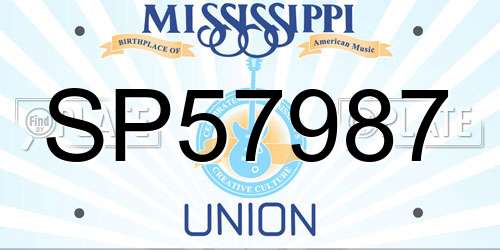 SP57987 Mississippi License Plate