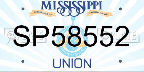 SP58552 Mississippi License Plate