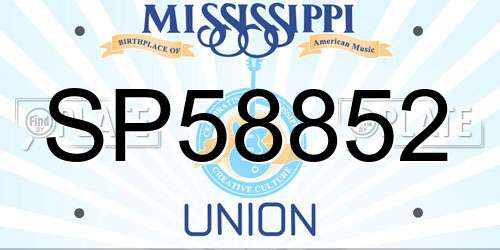 SP58852 Mississippi License Plate