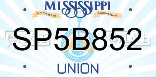 SP5B852 Mississippi License Plate