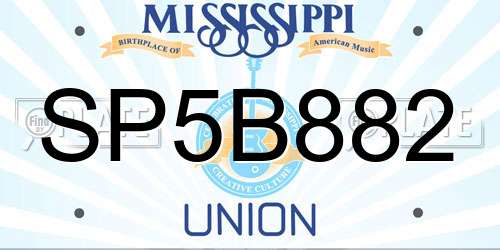 SP5B882 Mississippi License Plate