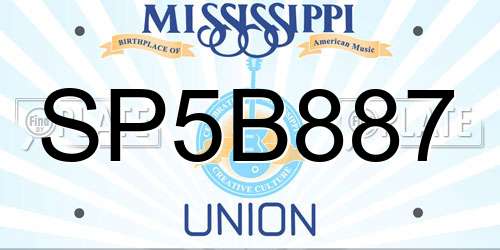 SP5B887 Mississippi License Plate