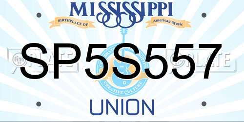 SP5S557 Mississippi License Plate