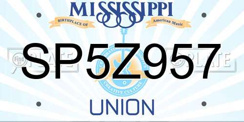 SP5Z957 Mississippi License Plate