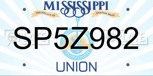 SP5Z982 Mississippi License Plate