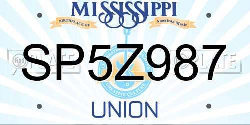 SP5Z987 Mississippi License Plate