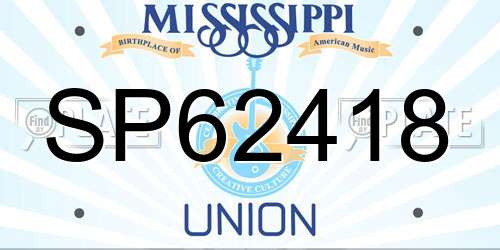 SP62418 Mississippi License Plate