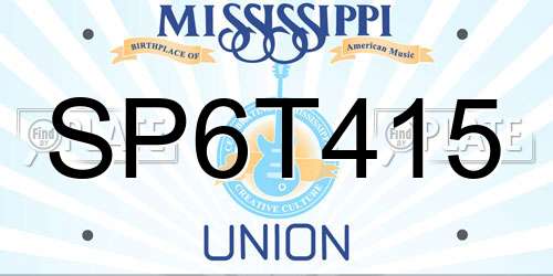 SP6T415 Mississippi License Plate
