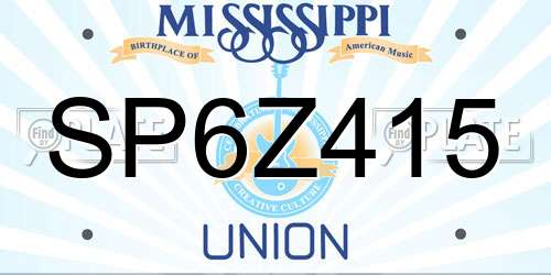 SP6Z415 Mississippi License Plate