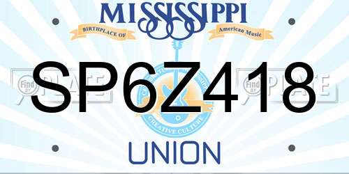 SP6Z418 Mississippi License Plate