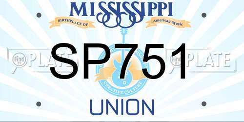 SP751 Mississippi License Plate