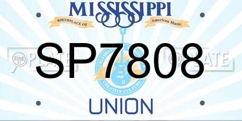 SP7808 Mississippi License Plate