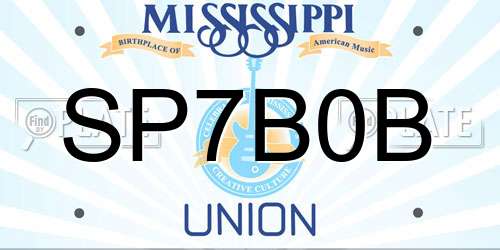 SP7B0B Mississippi License Plate