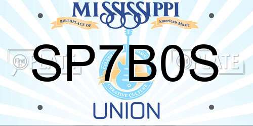 SP7B0S Mississippi License Plate