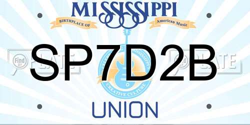 SP7D2B Mississippi License Plate