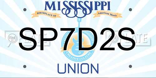 SP7D2S Mississippi License Plate