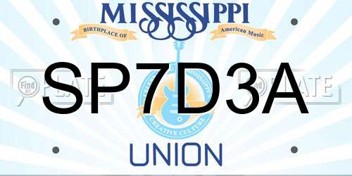 SP7D3A Mississippi License Plate