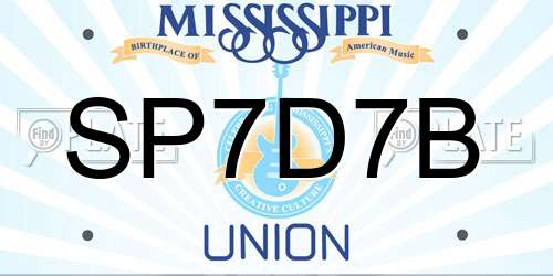 SP7D7B Mississippi License Plate
