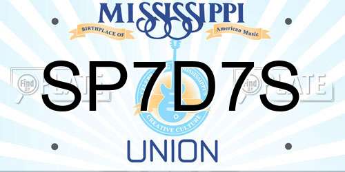 SP7D7S Mississippi License Plate
