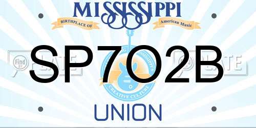 SP7O2B Mississippi License Plate
