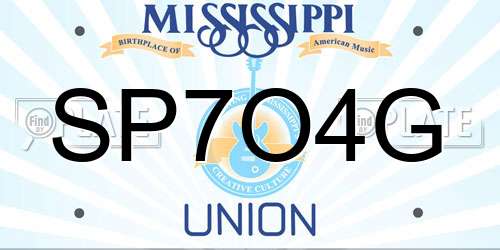 SP7O4G Mississippi License Plate