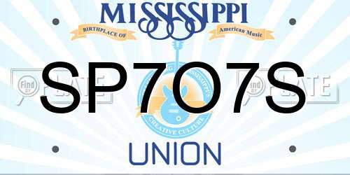 SP7O7S Mississippi License Plate