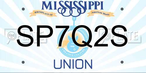 SP7Q2S Mississippi License Plate