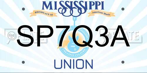 SP7Q3A Mississippi License Plate
