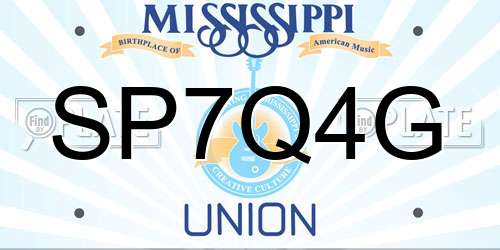 SP7Q4G Mississippi License Plate