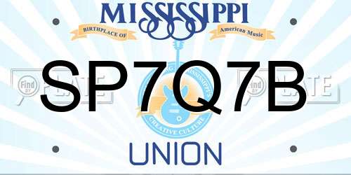 SP7Q7B Mississippi License Plate