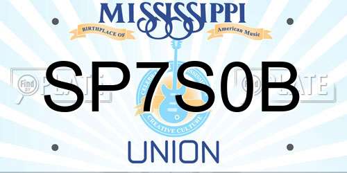 SP7S0B Mississippi License Plate
