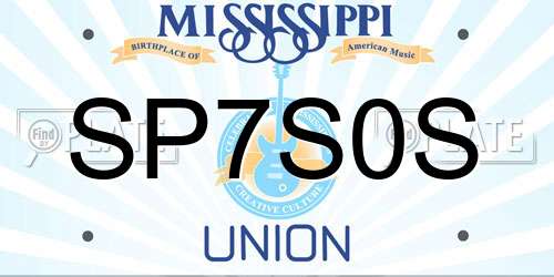 SP7S0S Mississippi License Plate