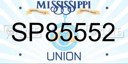 SP85552 Mississippi License Plate