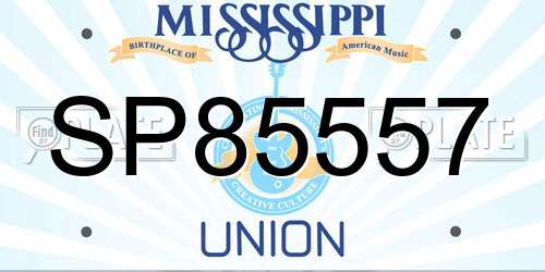 SP85557 Mississippi License Plate