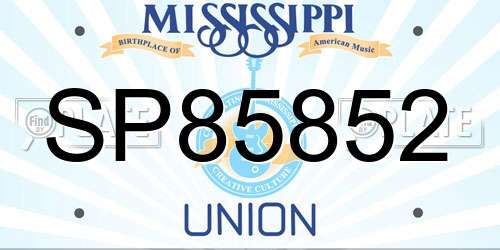 SP85852 Mississippi License Plate