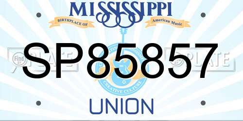 SP85857 Mississippi License Plate