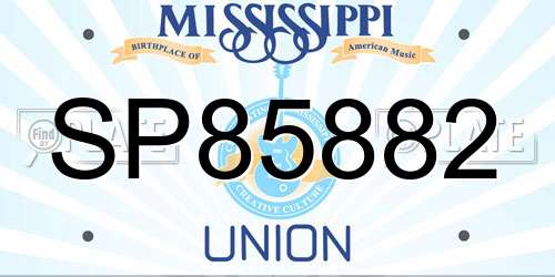 SP85882 Mississippi License Plate